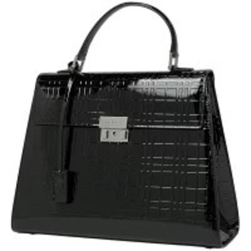 Burberry Handbag Tote Bag Enamel Leather Black